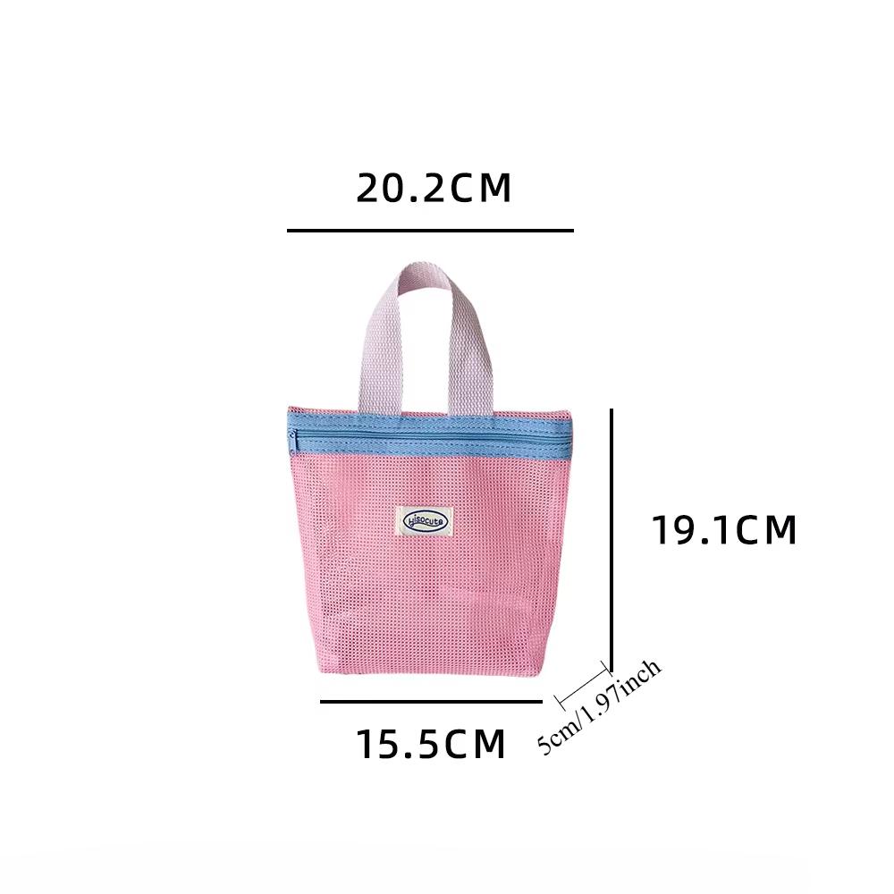 Mesh Handbag Makeup Bag Handbags for Women Makeup Pouch Portable Wash Bag Beach Bag Mobile Key Small Item Storage Bags Organizer