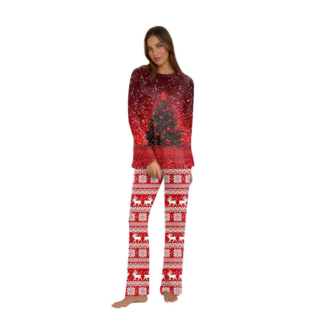 Christmas Print Family Outfit Long Sleeve Top + Pants Set Family Outfit