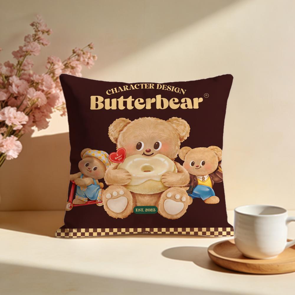 Trendy BButter Beariou Cushion Cover Stylish Washable Pillow Cover Ideal for Couch Bedroom Car Decoration