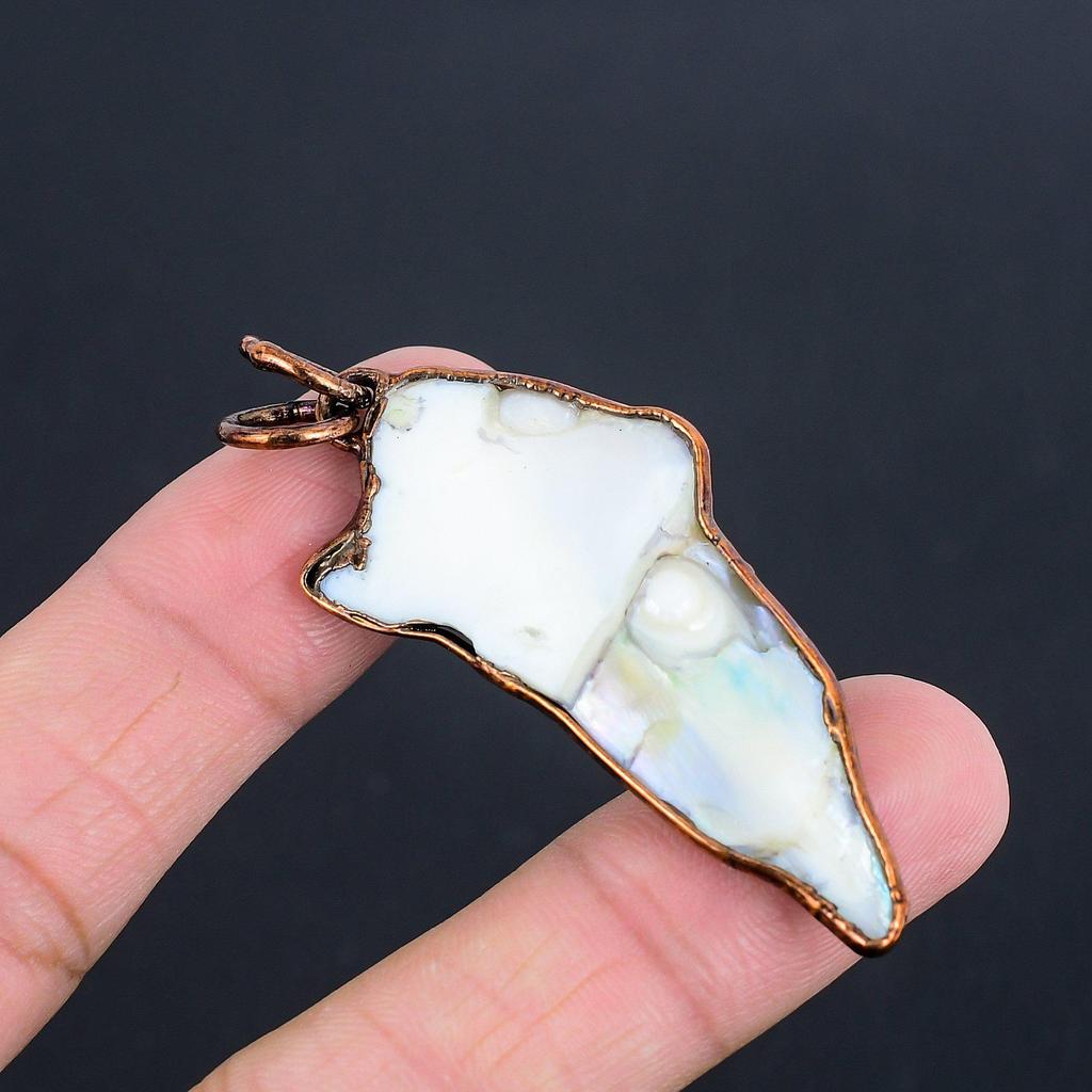 Blistar Biwa Pearl Pendant, Copper Electroformed Gemstone Jewelry, Handmade Pendant, For Mother Day