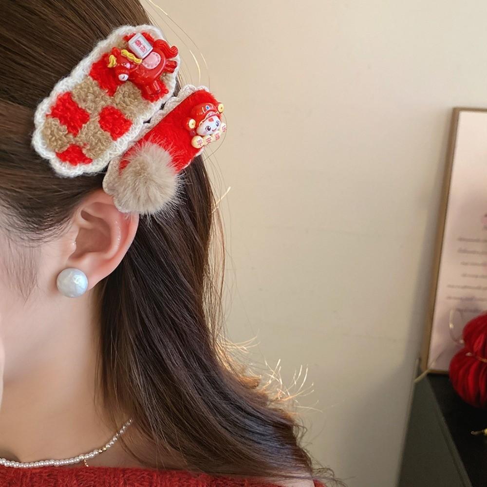 Hanfu Japanese Kimono Headwear Embroidery New Year Red Hairpin Women/Kids
