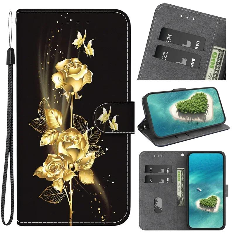 Новый покрашенный чехол-бумажник для Xiaomi Poco M6 X6 C65 Pro, чехол-книжка Xiomi Mi PocoM6 PocoX6 Pro PocoC65 с рисунком 'Мультяшный цветок', кожаная обложка