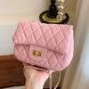 Rhombus Embroidery Thread Fashion Lock Chain Small Bag Women 2025 Spring New Versatile Foreign Style Small Square Bag Women