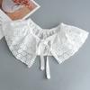 Female White Embroidery Shirt Fake Collar for Women's Vintage Solid White Neck Tie Detachable Collar False Collar