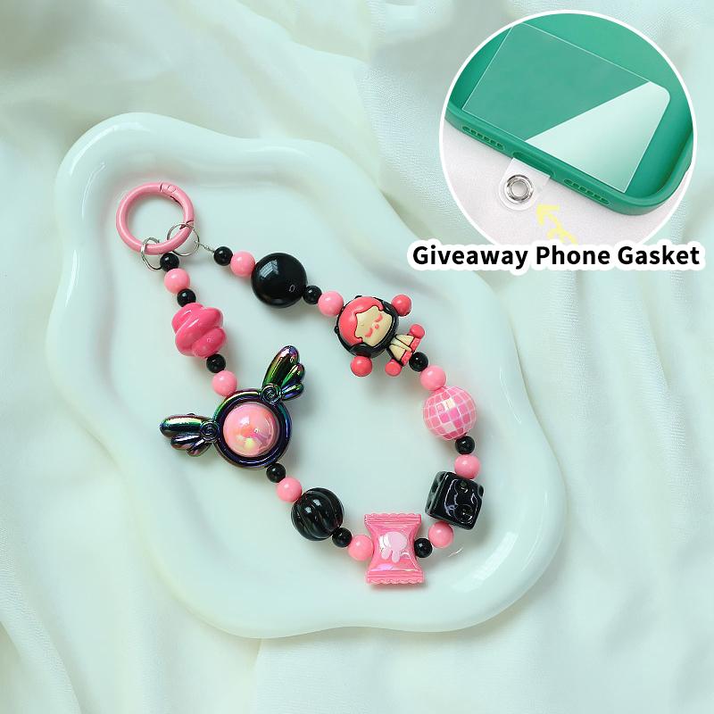 Милая мультяшная кукла, бисерный ремешок для телефона, брелок для рюкзака, брелок для ключей, кулон, анти-потеря, ремешок для телефона для iPhone, Samsung, подарки для девочек