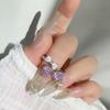 Sweet And Cool Pink Diamond Bow Series Open Ring Women'S Light Luxury Temperament Niche Design High-End Fashion Index Finger Ring