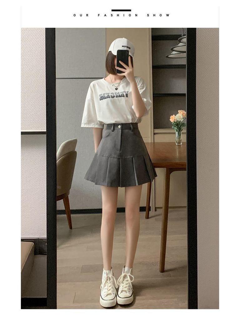 Юбка миди А-силуэта с плиссировкой и хвостом русалки в стиле колледжа 2024 года, маленького размера, с высокой талией