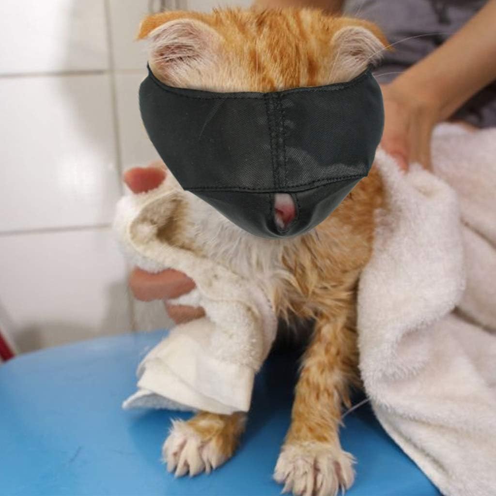Beikal Muzzle for Cat Grooming, Nylon Cat Face Muzzles, Pet Groomer Helpers Tools, Preventing Scratches and Anti-Biting (M)
