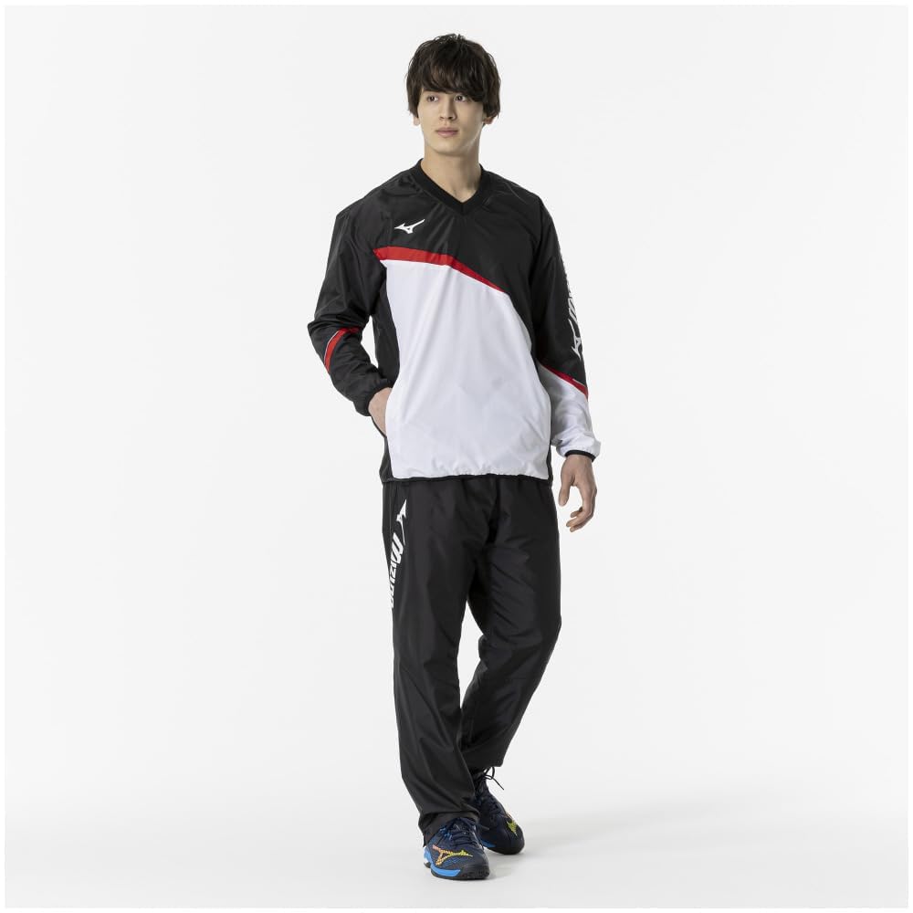 Tennis Wear Windbreaker Shirt Water Repellent Standard Silhouette Mesh Lining 62MEA504 Black X Red L [Mizuno]