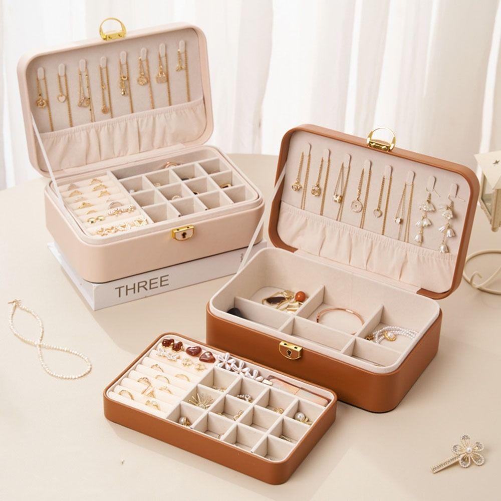 Компактная двухъярусная коробка для хранения ювелирных изделий Пылезащитный кейс для хранения ювелирных изделий Настольный