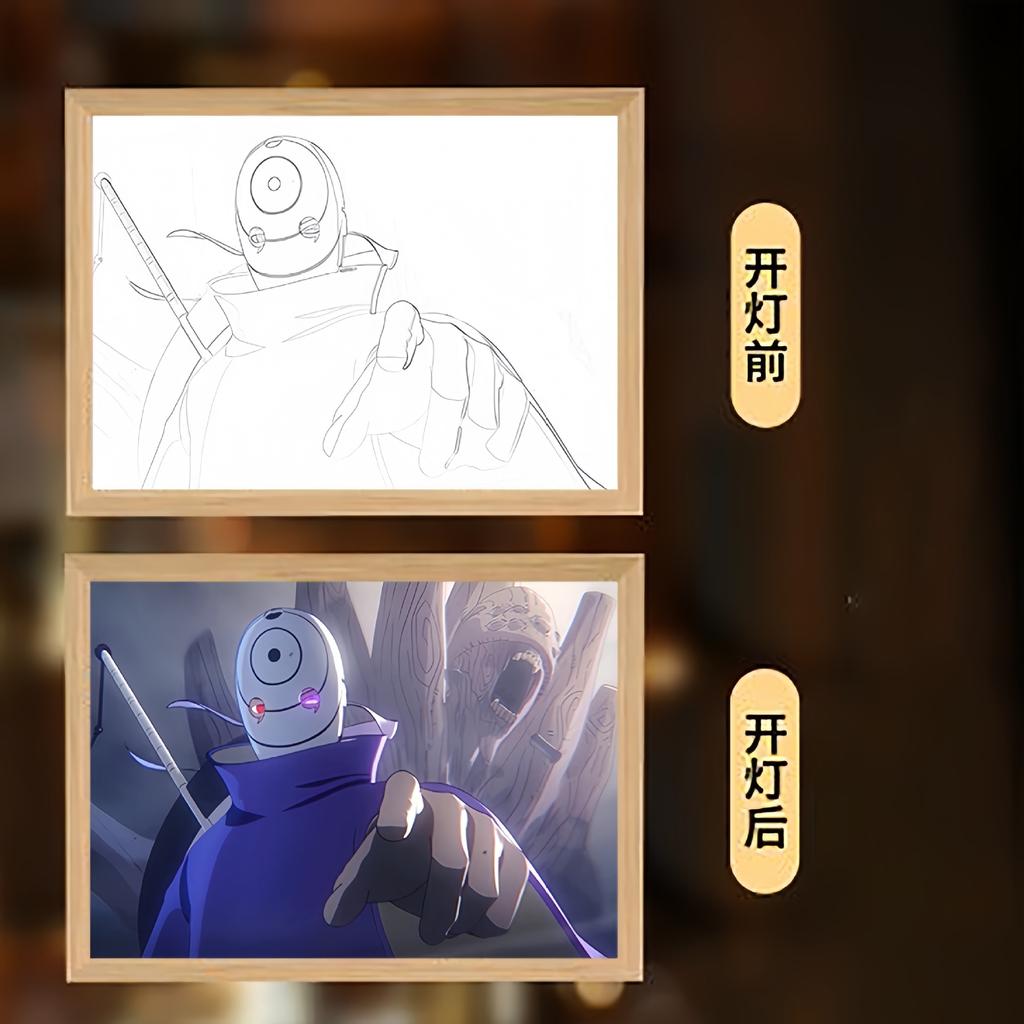 23см/9.06дюйма Наруто Картина Атмосферные огни Аниме Фигурка Периферия Лампа Спальня Стол Мультяшный Коллекционный Дисплей Смешные Подарки