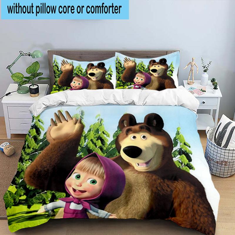 3PCS Bear In Spring 3pcs Bedding,Including 3PCS Duvet Cover And 2pcs Pillowcases Perfect for Christmas,Ideal for Bedroom, Dormitory