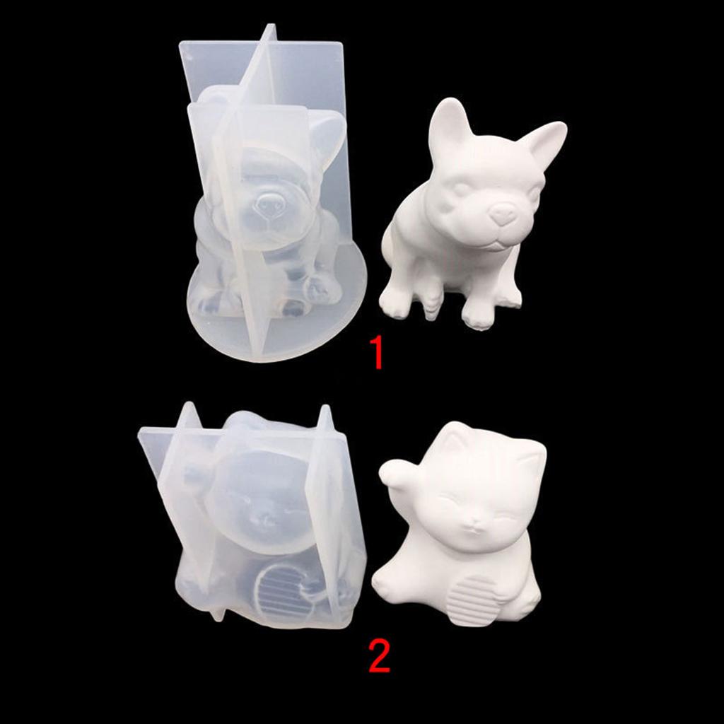 Handicrafts Earrings Danglers DIY Mold 3D Bulldog Lucky for Cat Necklace Pendant Silicone Mold Keychain Pendant Casting