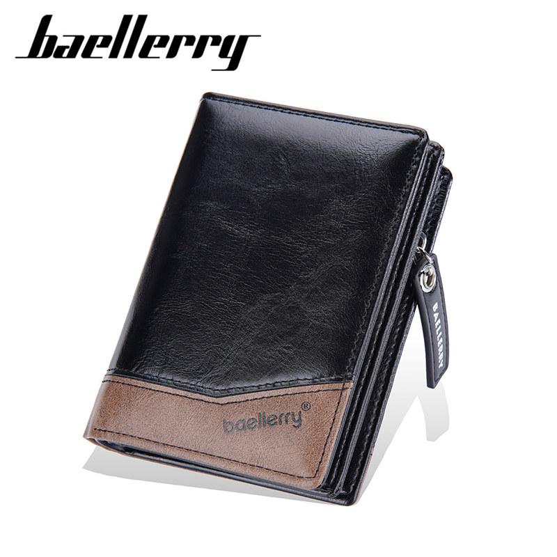 Кошельки Baellerry Искусственная Кожа Мужские Бизнес Винтажный Дизайн Короткая Молния Кошелек для Монет Кошелек