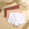 FINETOO Boxer Briefs Pure Women Cotton Panty Short Lace Belt Lingerie Soft and Breathable Underwear