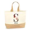 Cabas de plage - PLANETEE - Samia - Lettre Fleur - Jute naturel - Fabriqué en France