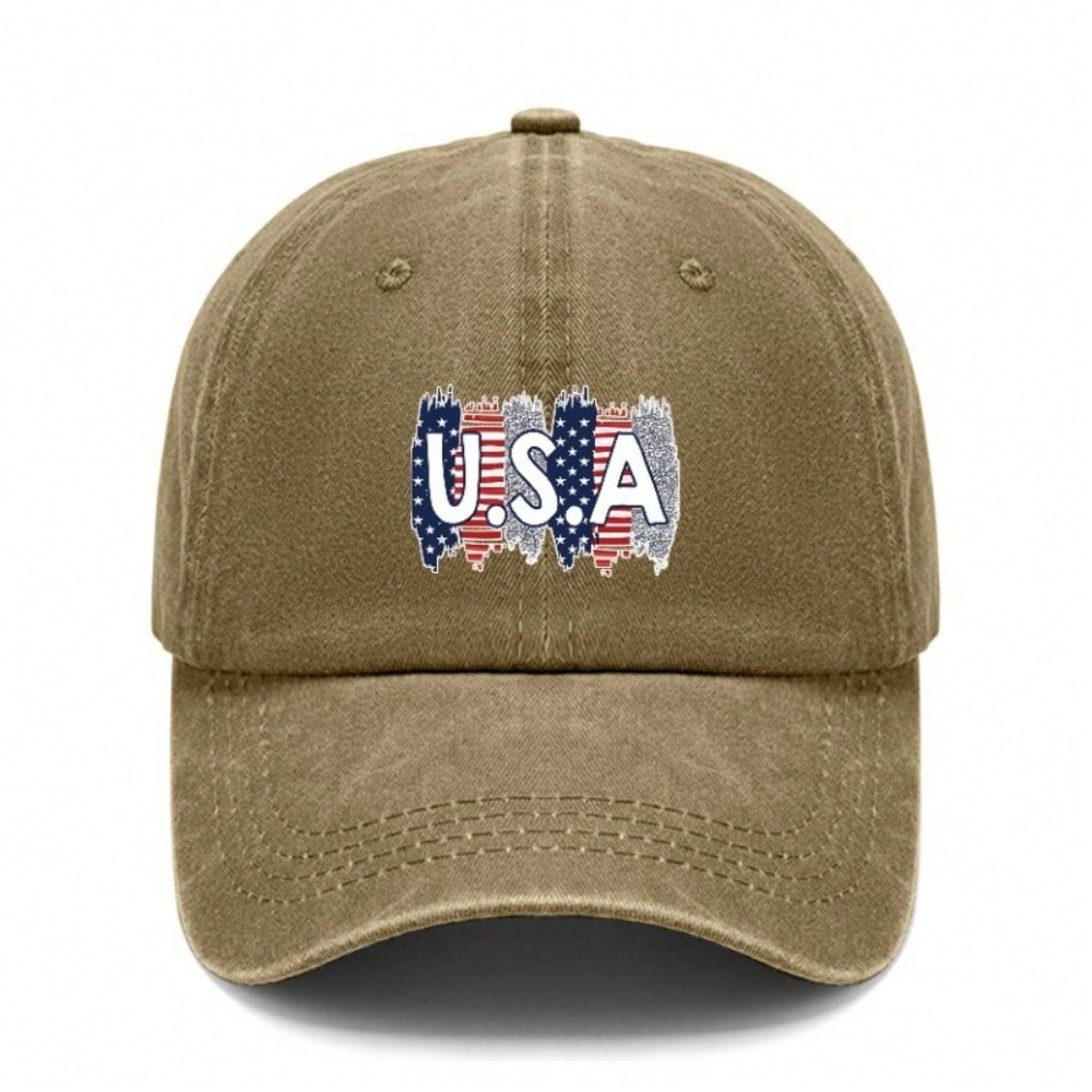 USA Patriotic Baseball Cap - Washed & Distressed Style, Adjustable Fit, Curved Brim For Outdoor Activities & Daily Wear, Unisex Vintage