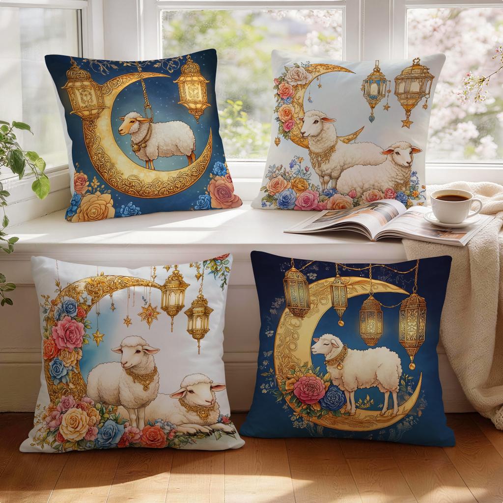 Pc Horse Lanterns For Eid AlAdha Singlesided Printed Pillowcase Cushion Coversuitable For Living Roombedroomcar Decoration