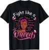 Fight Like A Queen Breast Cancer Warriors Black Women Afro T-Shirt Casual Daily Four Seasons Graphic T Shirts Tees Streetwear