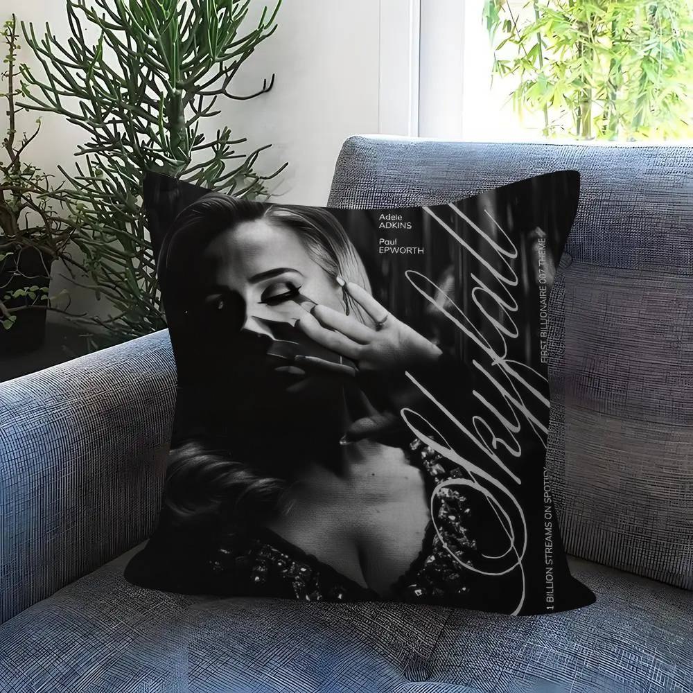 Singer Adele black Doublesided Printed pillow cover Short plush Suitable living rooms bedrooms sofas throw cushion cover