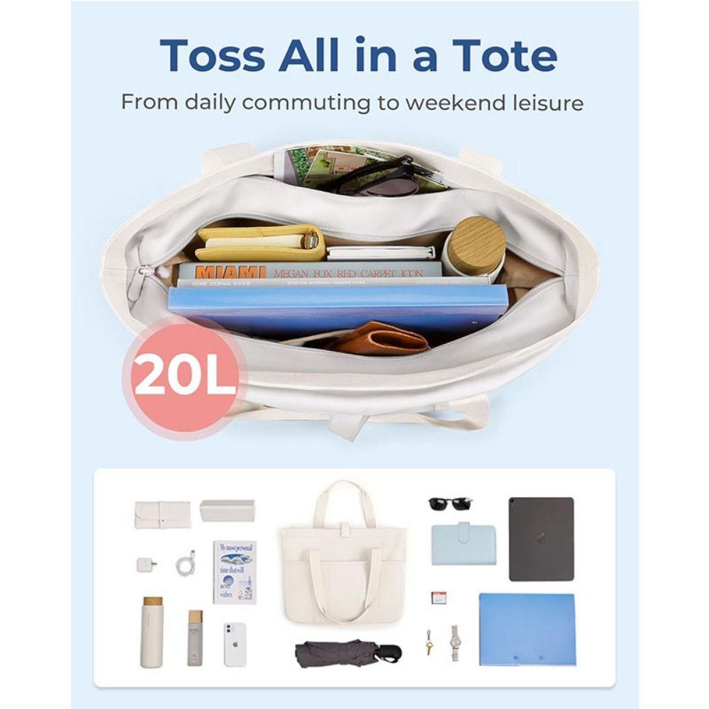 Zipper Foldable Tote Bag Portable Shoulder Handbag Hand-held Large Shoulder Bag  Women