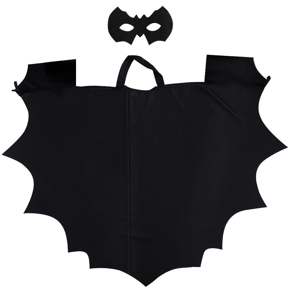 Black Cloak Bat Wing Cape Eye Mask Bat Cosplay Costume Fun Halloween Bat Cloak Set Stage Wear