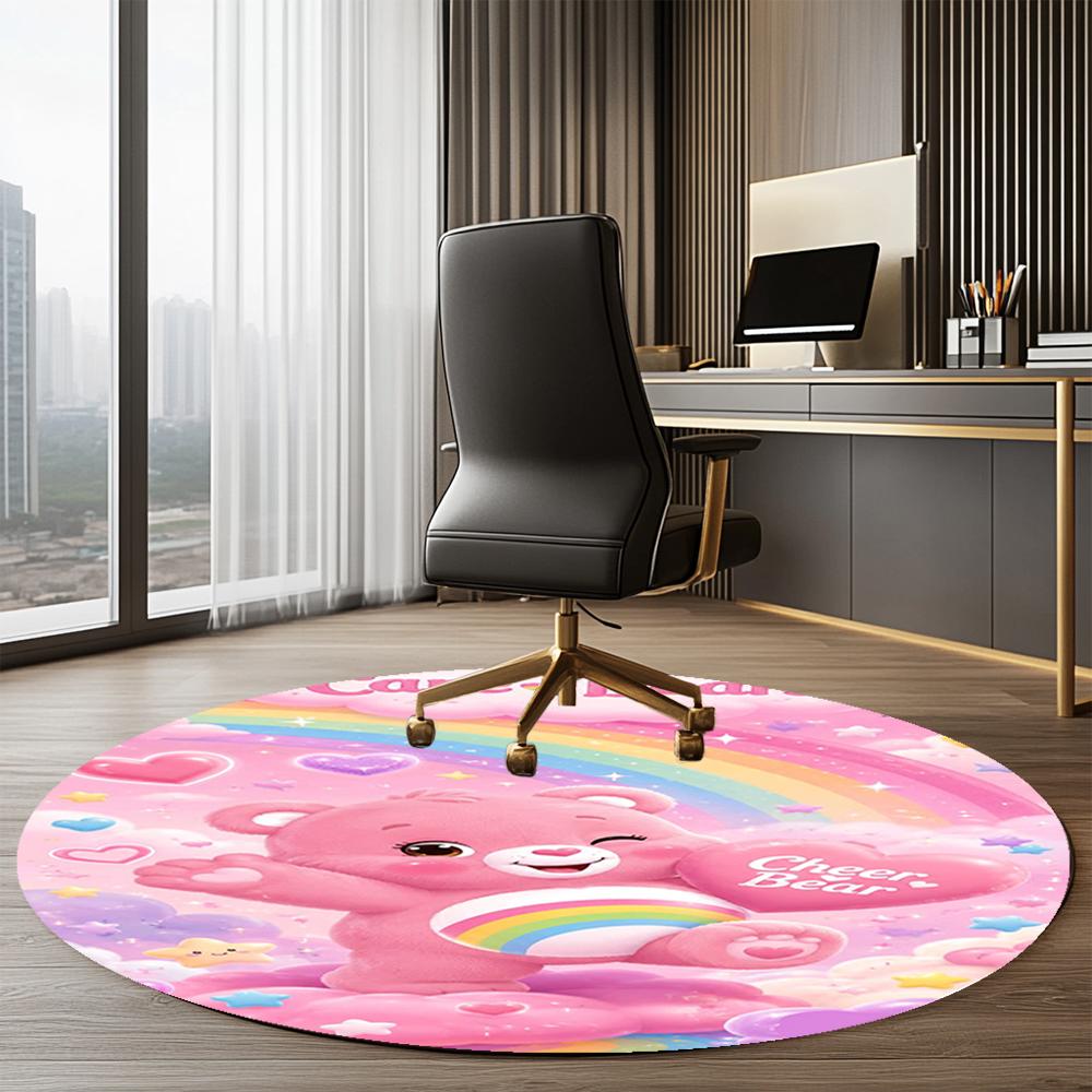 Bear Printed Round Rug Carpet Chair Rug Area Rug Entryway Doormats,for Office Chair Living Room Bedroom Kitchen Room.