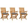 Day and Night - Day and Night Garden Chairs 3 Units Solid Teak Wood with Gray Cushions