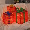 3 Pcs Christmas with Bow LED Light Lighted Gift Boxes Up Present Boxes for Indoor