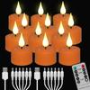 6/12PCS LED Candle Electronic Use Charging Flameless Flicker Tealight Timed Remote Orange Black Candle Wholesale Decorative