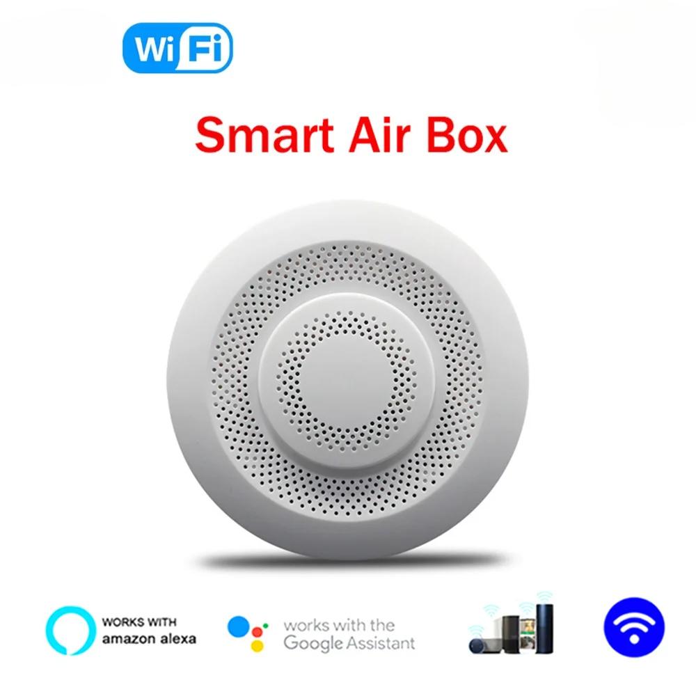 Многофункциональный WiFi-датчик качества воздуха Smart Air Box Измеритель CO2 Формальдегида TVOC Датчик температуры и влажности Работает с Alexa Google для домашнего детектора