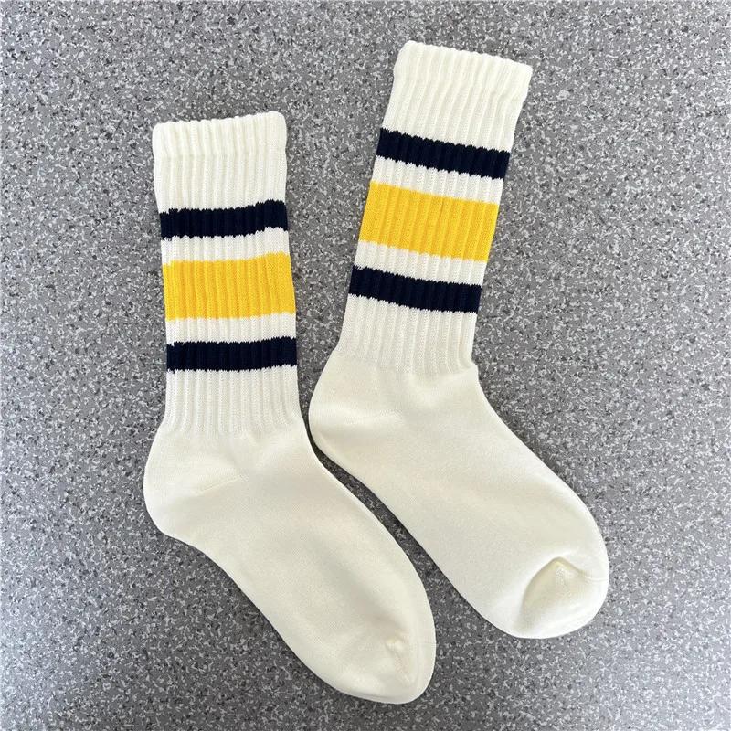 Cityboy Мужские полосатые баскетбольные носки средней длины в стиле винтаж унисекс для женщин и пар, хлопковые, японские, с толстым махровым дном, спортивные носки