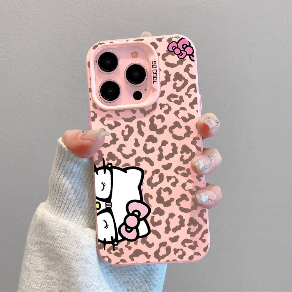 Чехол для телефона Hello Kitty с леопардовым принтом для iPhone 17 16 15 11 12 13 14 Pro Max 16 Plus 12 Mini 7 8 XR XS 15Pro MAX