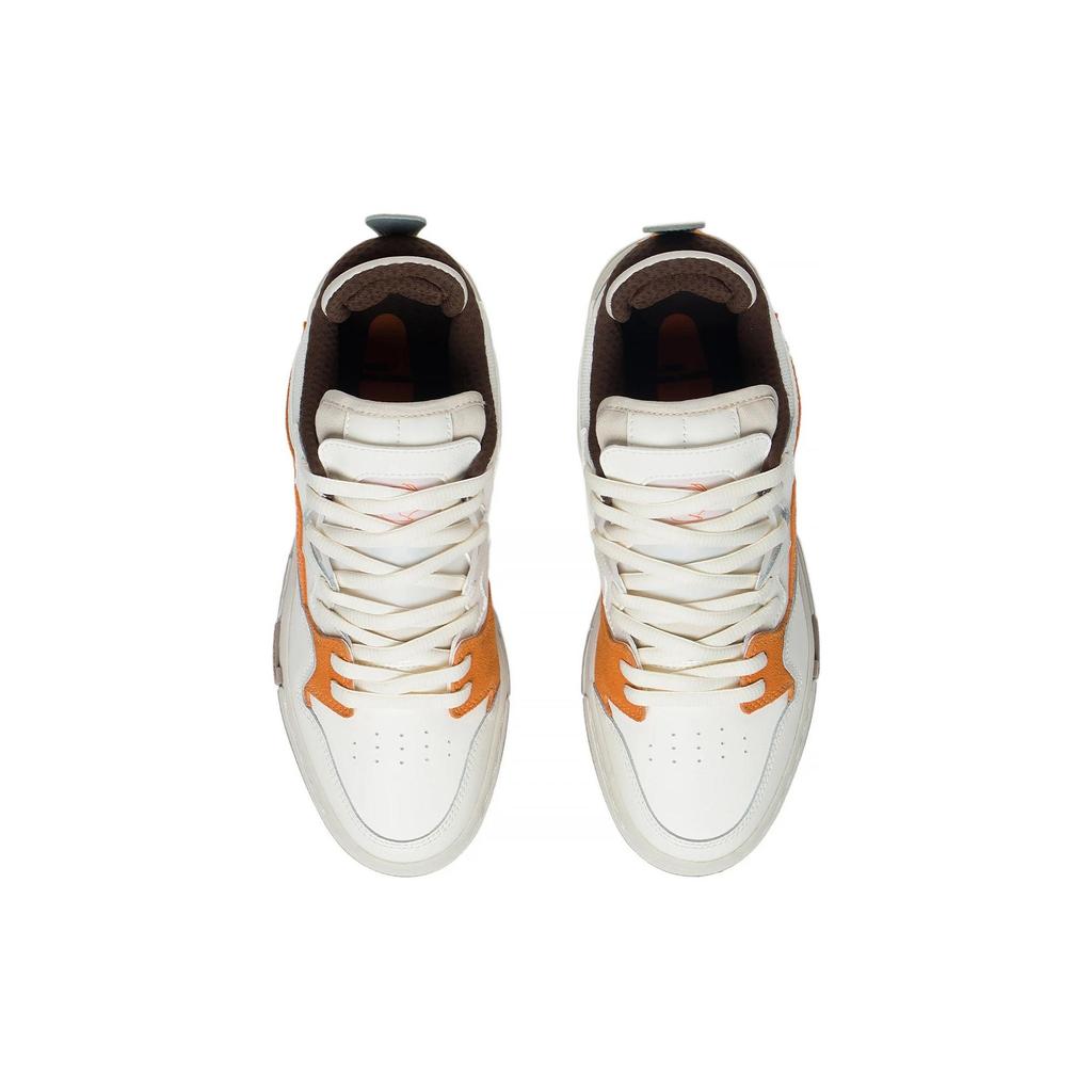 Li Ning Wei Wu Pro Fabric Synthetic Leather Non-Slip Wear-Resistant Low-Top Skate Shoes Women Sneakers White Orange AECT016-1