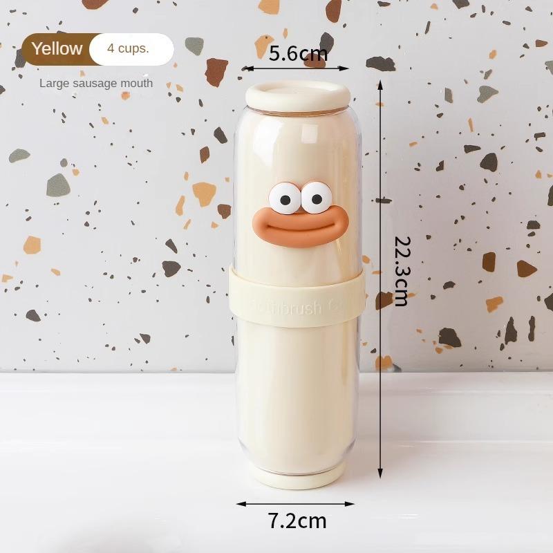 Dry wet separation mouthwash cup, family travel portable wash cup, sausage mouth brushing cup, cute tooth cup, four in one