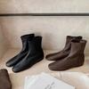 Овечья кожаная версия виноградных ма с внутренней высотой 3 см, боковая молния, тонкие ботинки, эластичные ботинки, женские ретро короткие ботинки на плоской подошве