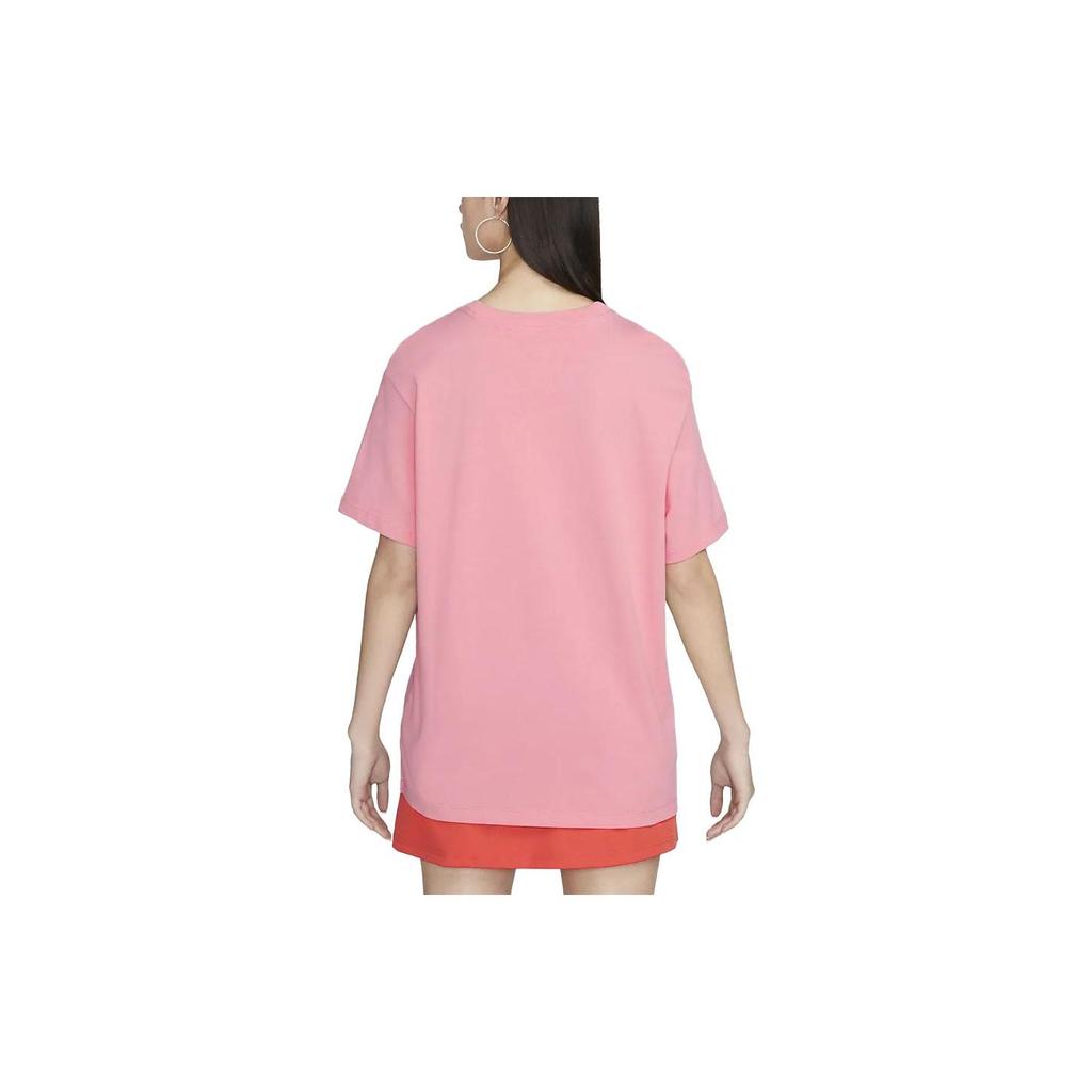 Nike Logo Letter Print Loose Round Neck Short Sleeve T-Shirt Women Tops Peach DX7919-611