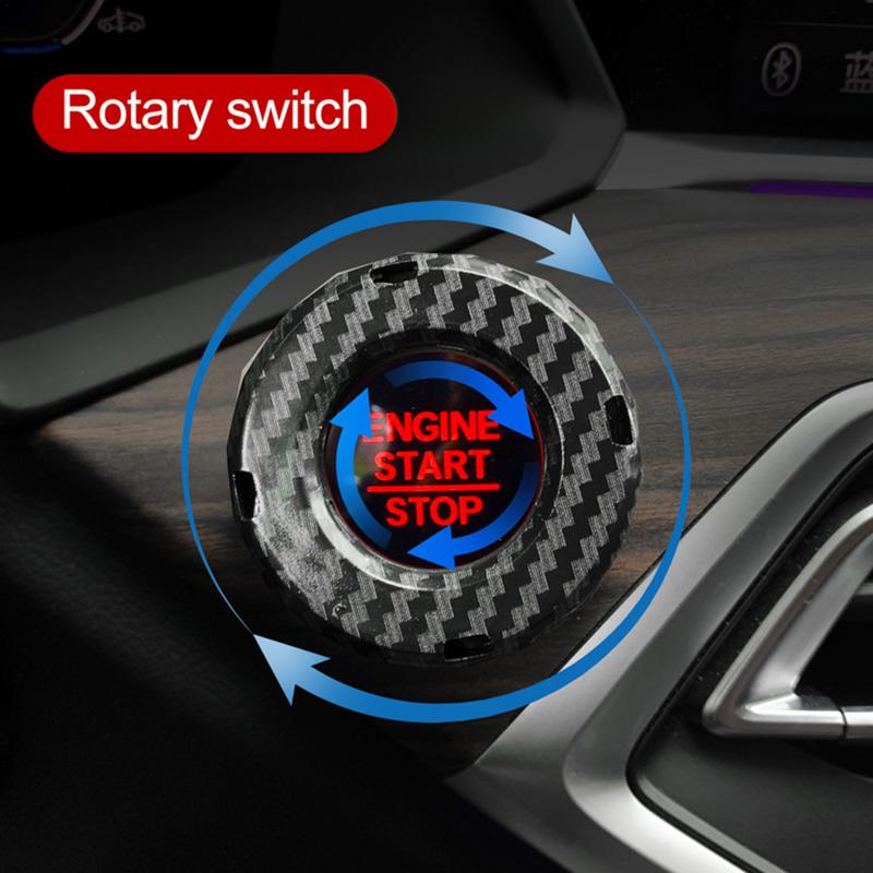 Rotary Push Start Button Cover Carbon Fiber Push Start Button Stylish Car Power Control Trim Car Button Decoration Engine Start