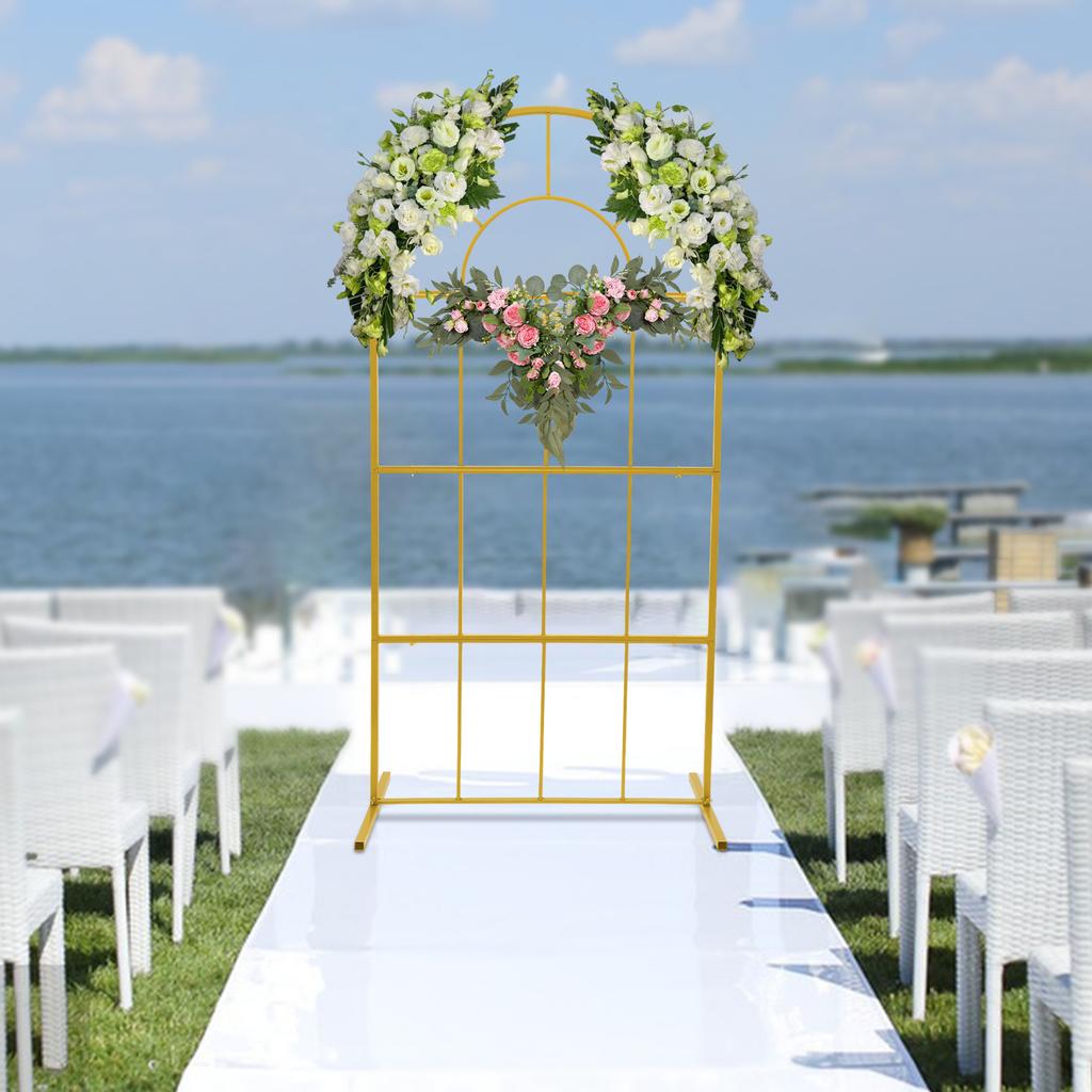 Metal Arch Backdrop Stand Gold Wedding Arch Stand 100*50*200cm Square Arched Frame for Birthday Party Graduation Ceremony Decor