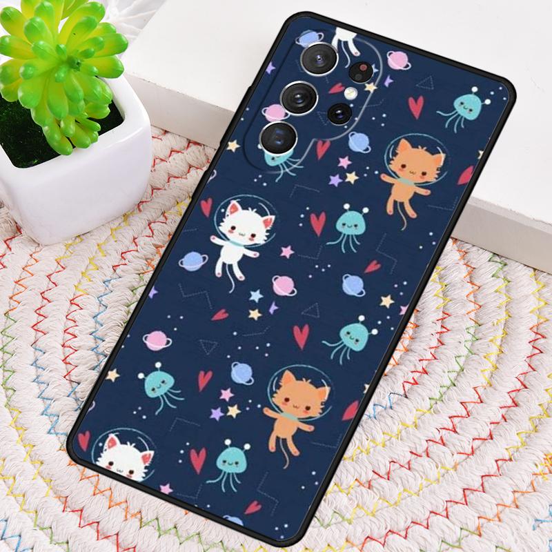 Космические Счастливые Кошки Чехол из ТПУ для Телефона Samsung Galaxy note 10 pro S26 S25 S24 S23 S22 Ultra Plus S21 FE S20 Ударопрочный Чехол
