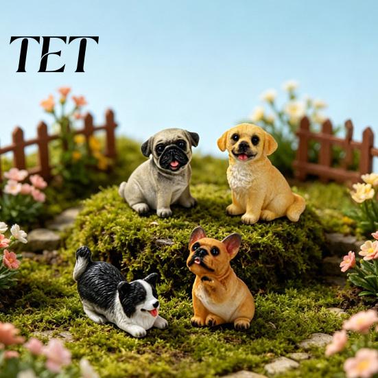 Decorative Resin Statues Cute Puppy Figurine, Ornament for Desk And Car Decor, Small Garden Realistic Dog Figurines, Miniature Animal Statue