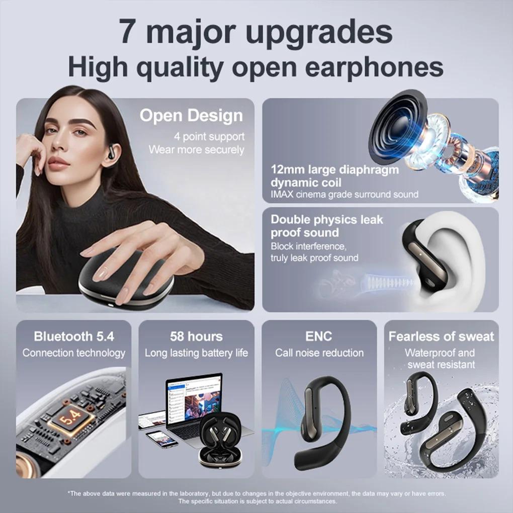 Умные Bluetooth-наушники YJ55 Открытые Полувкладыши Воздушная проводимость Полностью беспроводные Спортивные Долговечные Bluetooth-наушники НОВИНКА 2025