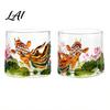 National Trend Aesthetic Glass Spinning Whiskey Glass Fish Lotus Relief Faux Crystal Rotating Tumbler for Liquor Gift Men Women Lead Free Glassware