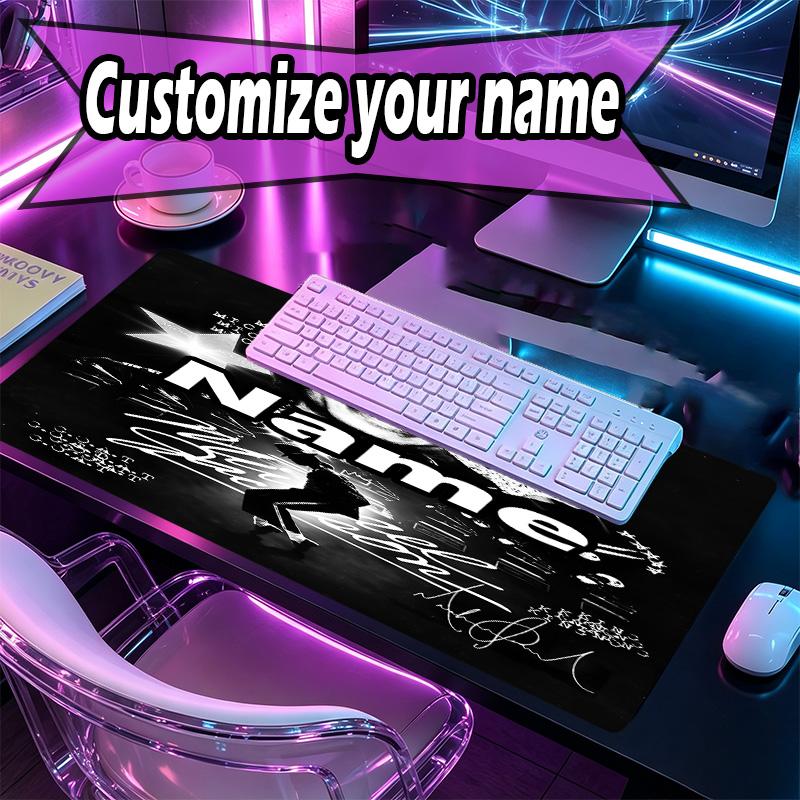 Custom Name Personalized Michael Jackson Pattern Mousepad, Laptop PC Desk Mat, Decorative Desk Mat for Home Keyboard Pad Gift