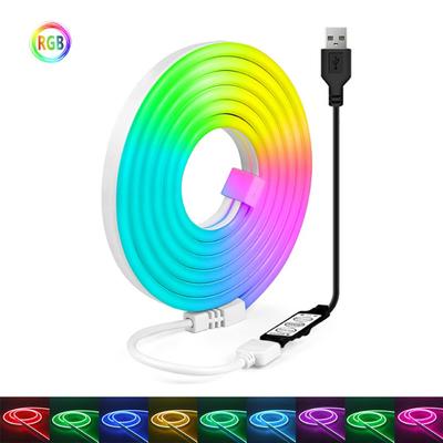 Умная светодиодная лента RGB Неоновая лента Водонепроницаемая Питание 5В Гибкая светодиодная лента Управление через приложение Пульт дистанционного управления Неоновые ленточные светильники Декор для вечеринки
