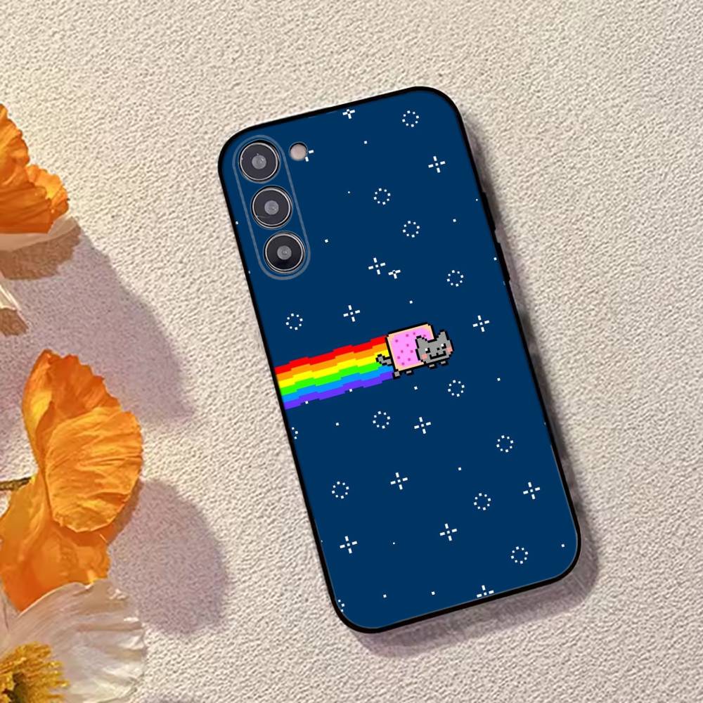 Милый Чехол-Телефон Кот N-Nyan Силиконовый Мягкий Для Samsung Galaxy A73,A72,A71,A70,A53,A52,A51