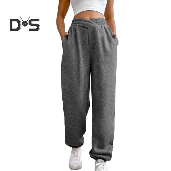 Женские спортивные штаны с высокой талией, свободные спортивные штаны с карманами, кроссоверы, спортивные штаны, удобные брюки для тренировок