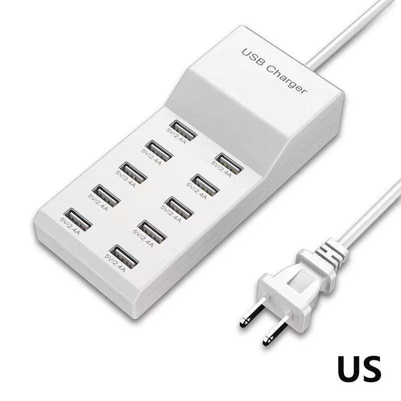 Многофункциональное зарядное устройство 10-в-1 с USB-портами, 5 В, Power Bank для мобильного телефона, Универсальная быстрая зарядка, Широкая совместимость для США, ЕС