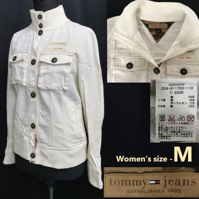 Tommy Jeans Весенняя Хлопковая Милитари Куртка Женская M Белая Верхняя Одежда Топы Джемпер(ИСПОЛЬЗОВАЛ)