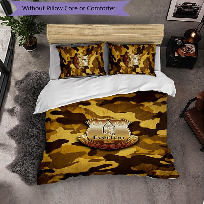 Everton Football 3 Piece Bedding Set Soft Duvet Cover Set with Pillowcases Printed Bedroom Decor Set for Home